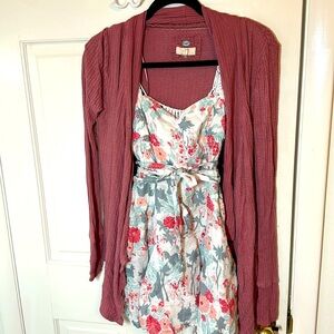 Free People mini dress and Cupio cardigan Small